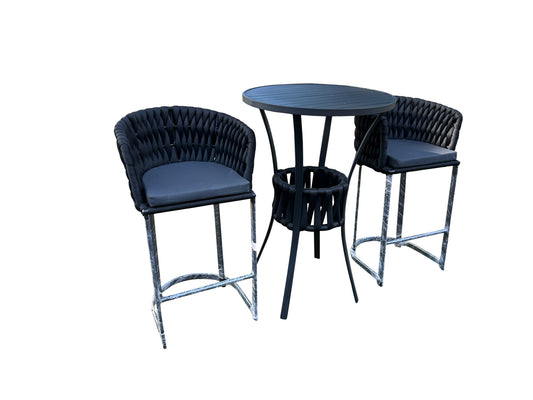 Conjunto de banqueta e bistrô em tricô náutico - Imagem 1