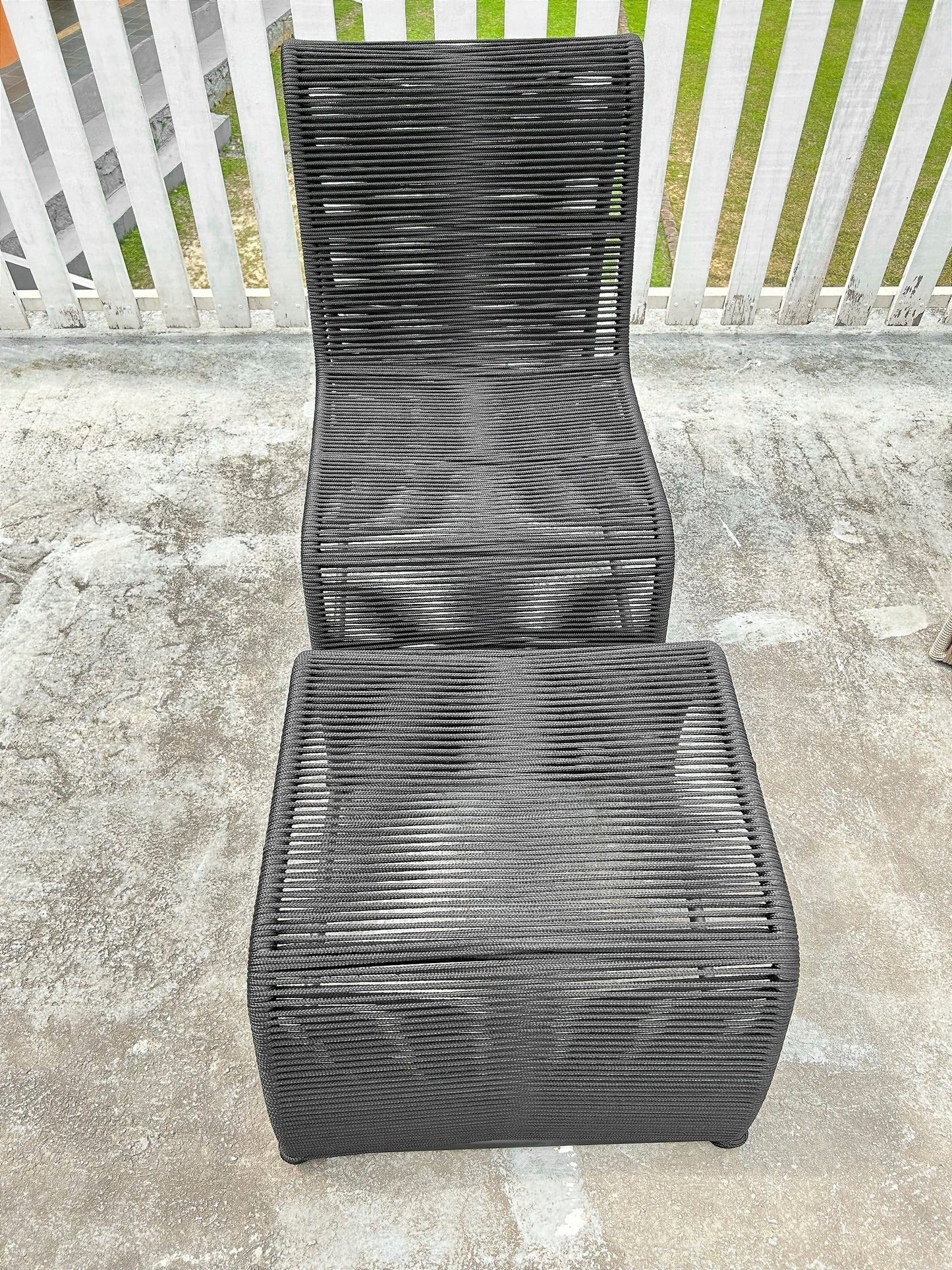 Poltrona Rennes slim com puff extensor em corda náutica e alumínio - Imagem 3