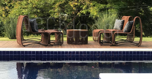 Conjunto poltrona Rennes + puff extensível