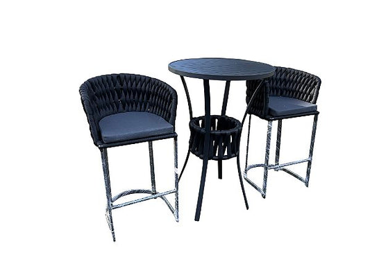 Conjunto de banqueta e bistrô em tricô náutico