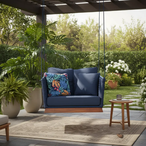 Cadeira suspensa - Corda náutica - Madeira Cumaru