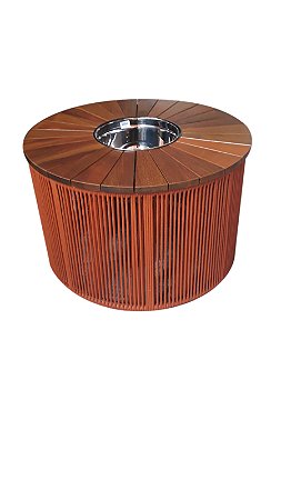 Mesa de centro 70' - corda náutica - tampo Cumaru - Bowl inox 28cm/ 4L - Imagem 3