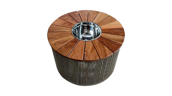 Mesa de centro 70' - corda náutica - tampo Cumaru - Bowl inox 28cm/ 4L - Imagem 2