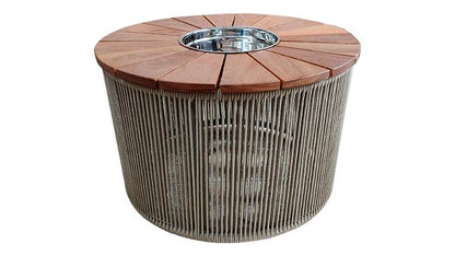 Mesa de centro 70' - corda náutica - tampo Cumaru - Bowl inox 28cm/ 4L