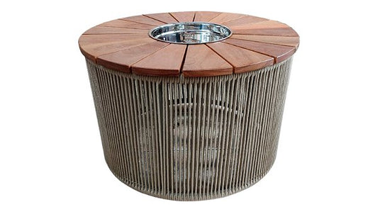 Mesa de centro 70' - corda náutica - tampo Cumaru - Bowl inox 28cm/ 4L - Imagem 1