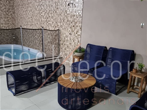 Mesa de centro 70' - corda náutica - tampo Cumaru - Bowl inox 28cm/ 4L - Imagem 4