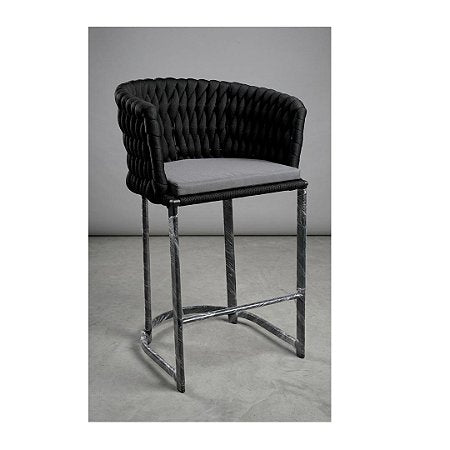 Banqueta em tricô náutico e alumínio