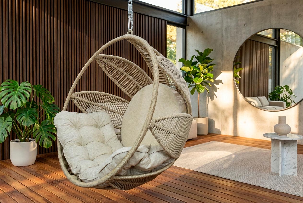 Balanço suspenso Girassol em corda náutica - Imagem 1