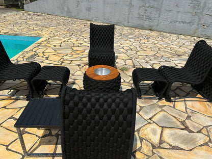 Conjunto Rennes em tricô náutico com mesa de centro e mesa auxiliar lateral de alumínio - Imagem 5