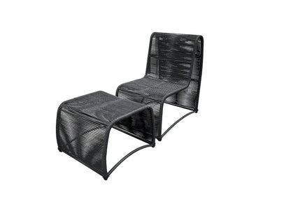 Poltrona Rennes slim com puff extensor em corda náutica e alumínio - Imagem 1