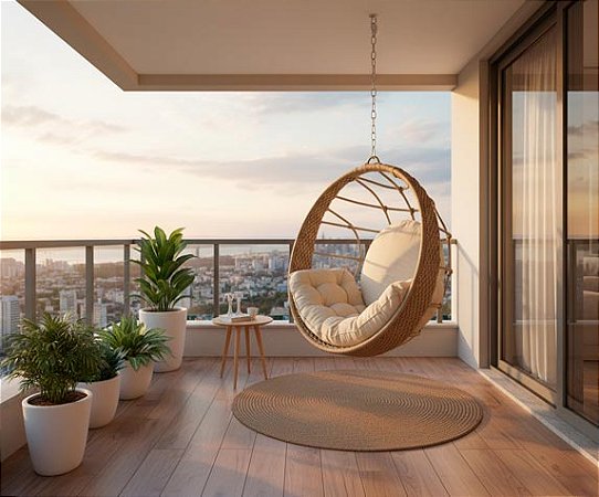 Balanço suspenso Lua cheia - Corda náutica